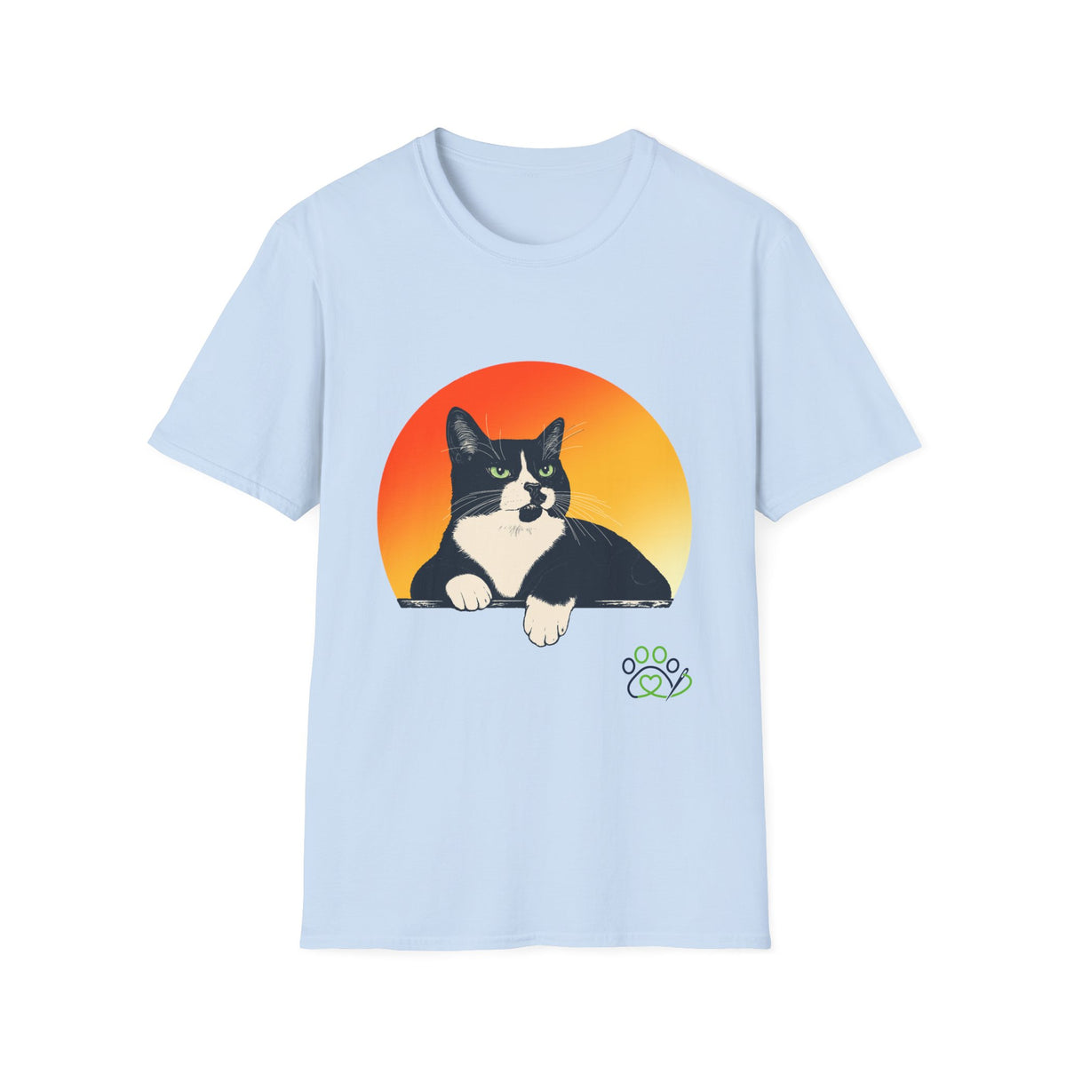 Charlie Tuxedo Cat Sunset T-Shirt