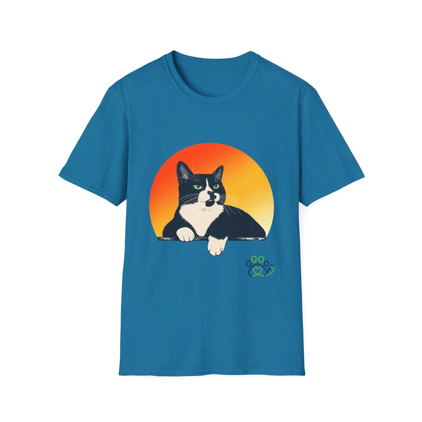 Charlie Tuxedo Cat Sunset T-Shirt
