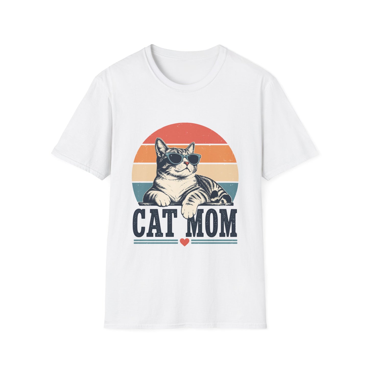 Cat Mom T-Shirt – Retro Sunset Cat Graphic Tee for Cat Lovers