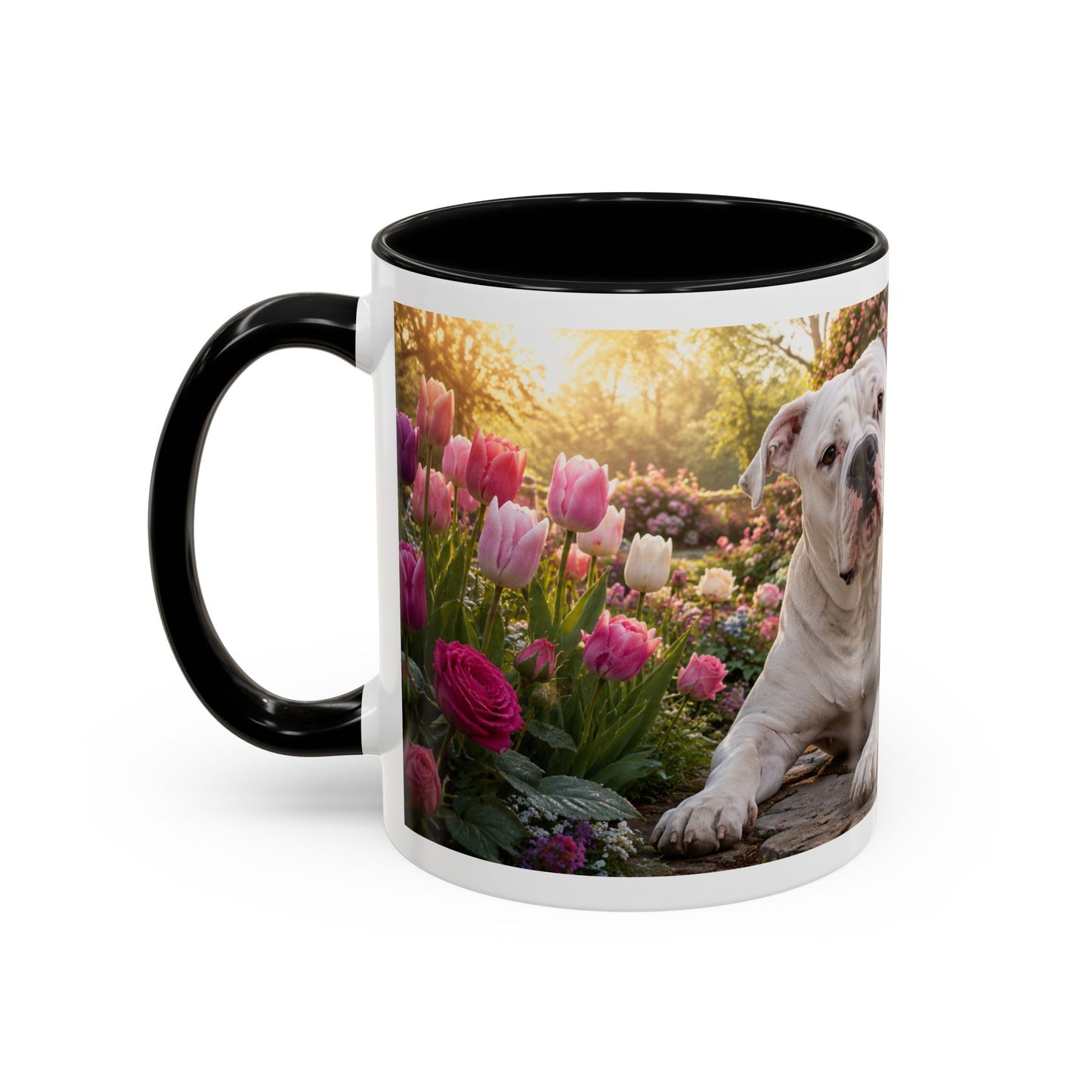 American Bulldog in Rose Garden Coffee Mug (11oz)