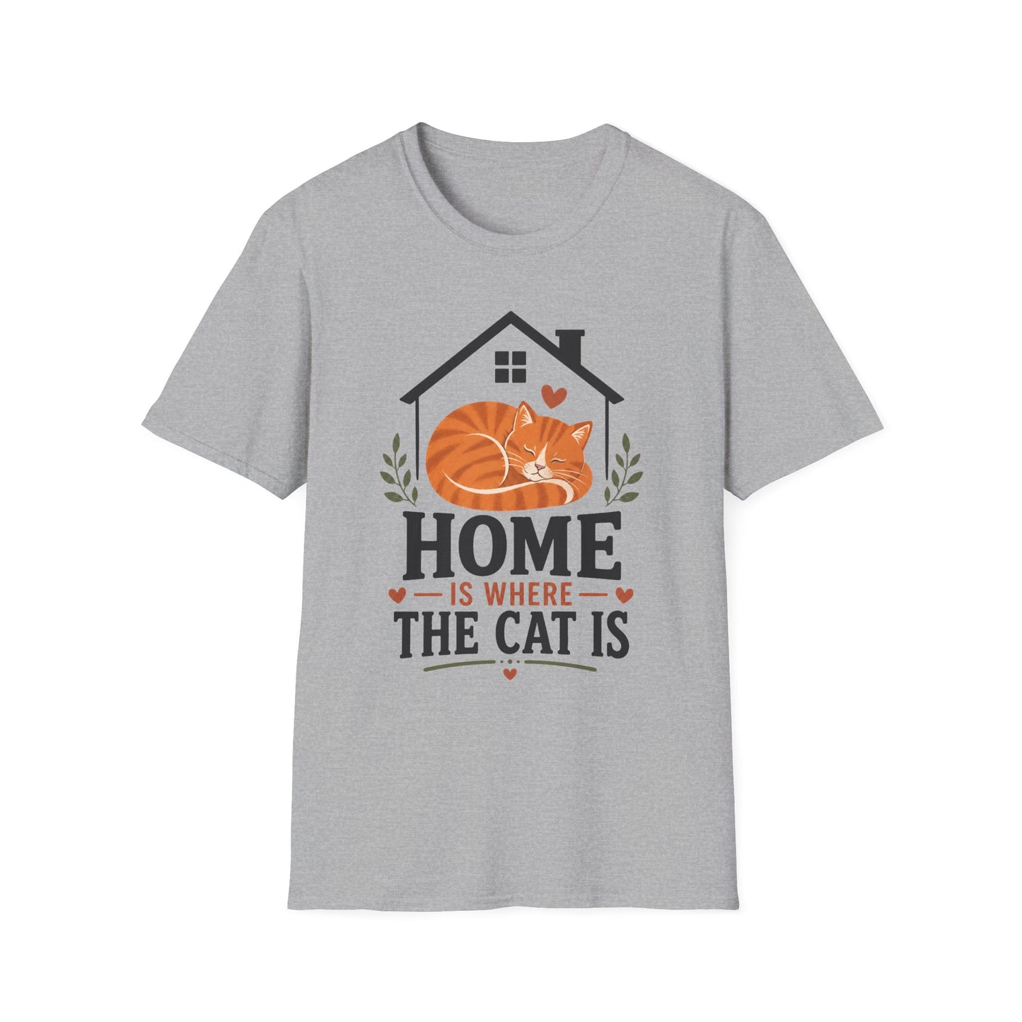 Home Is Where The Cat Is T-Shirt — Cute Orange Cat Pet Lover Tee