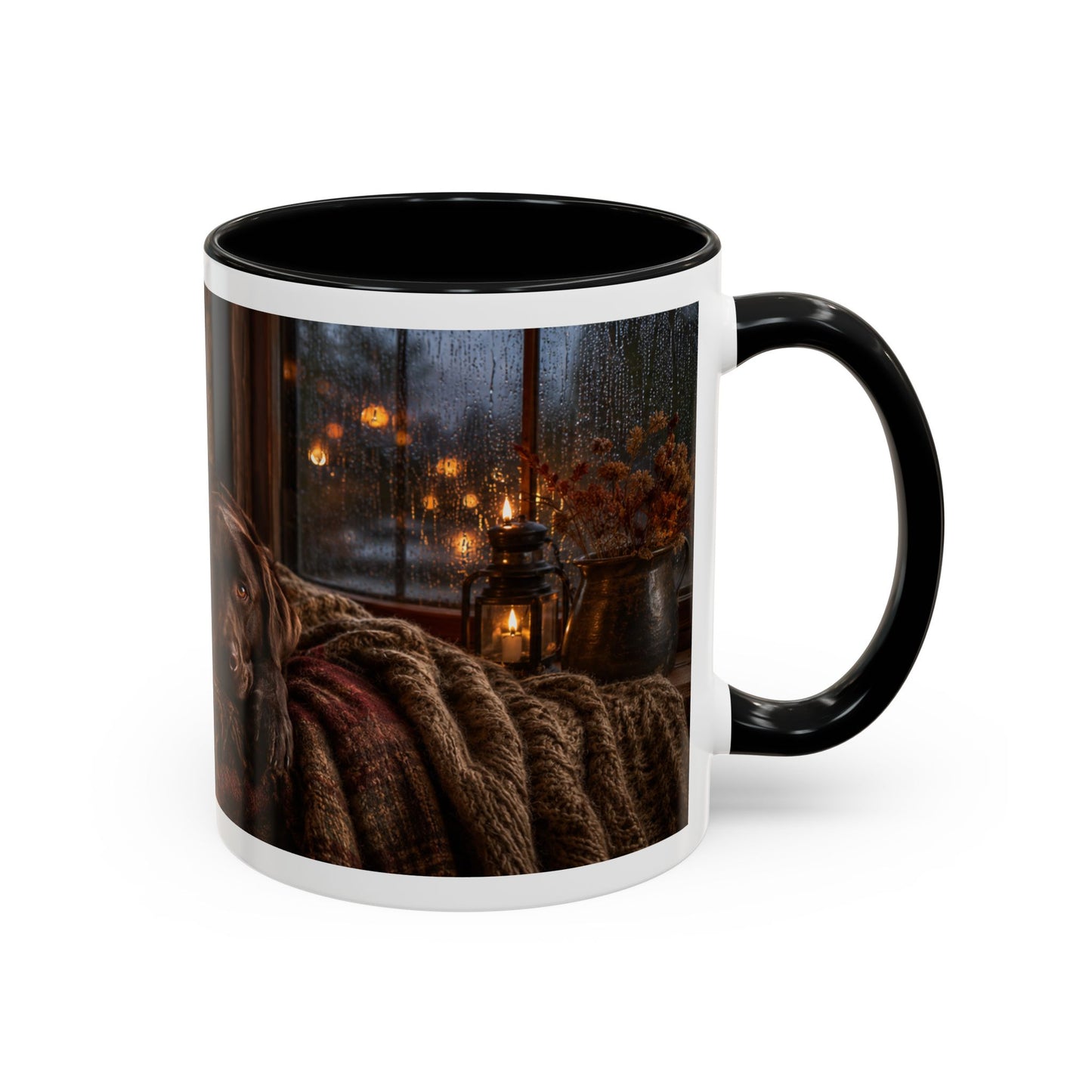 Cozy Winter Cabin Chocolate Lab Coffee Mug (11oz)
