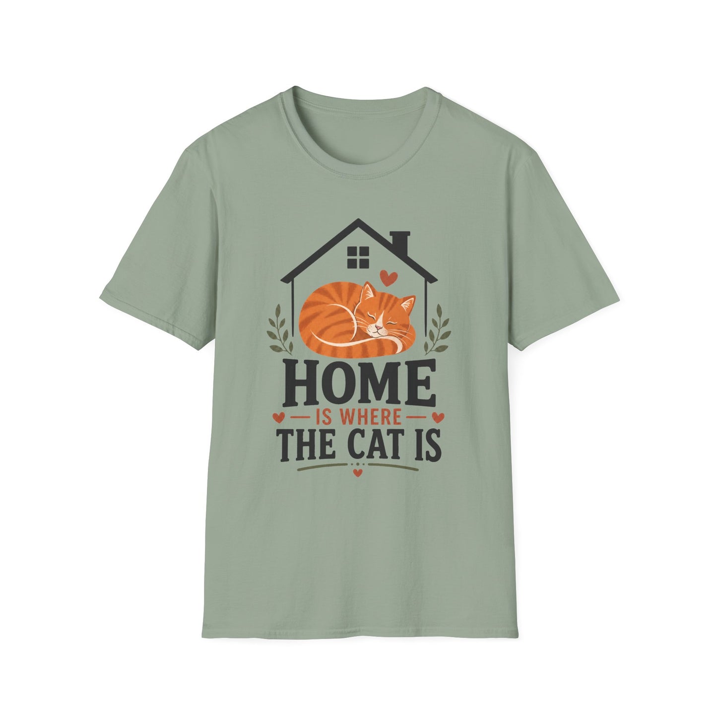 Home Is Where The Cat Is T-Shirt — Cute Orange Cat Pet Lover Tee