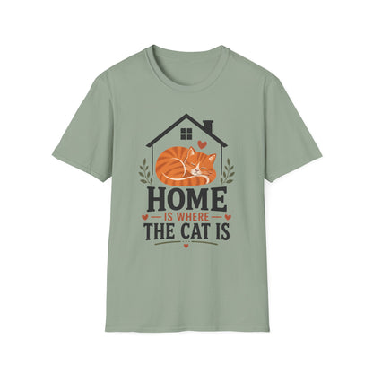 Home Is Where The Cat Is T-Shirt — Cute Orange Cat Pet Lover Tee