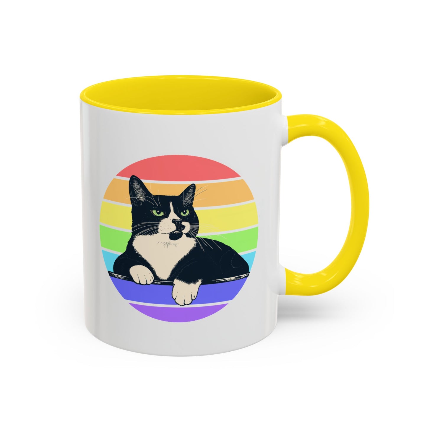 Charlie Tuxedo Cat Rainbow Coffee Mug