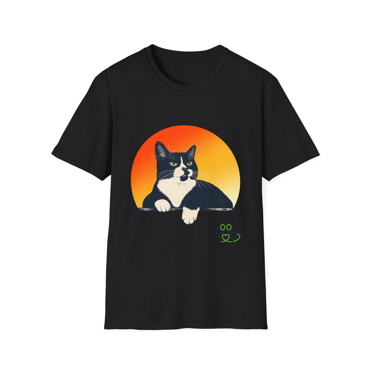 Charlie Tuxedo Cat Sunset T-Shirt