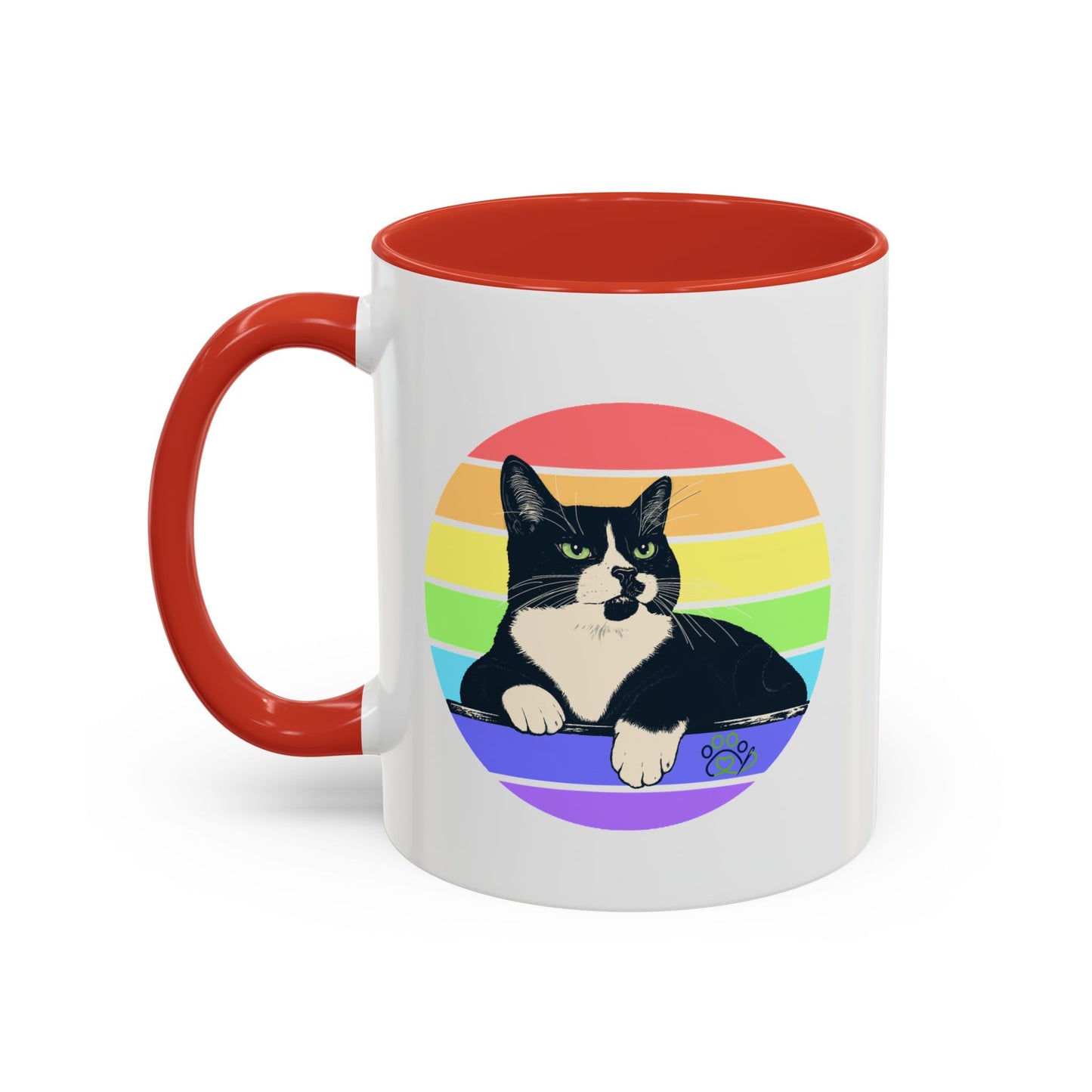 Charlie Tuxedo Cat Rainbow Coffee Mug