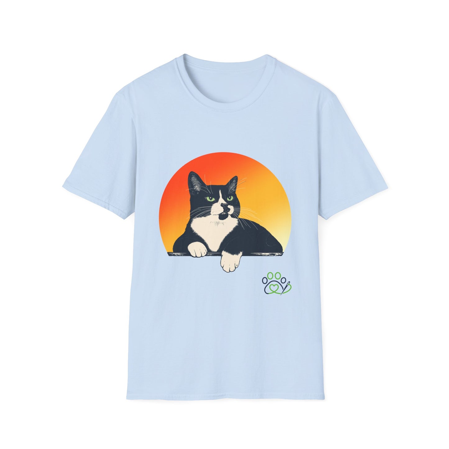 Charlie Tuxedo Cat Sunset T-Shirt