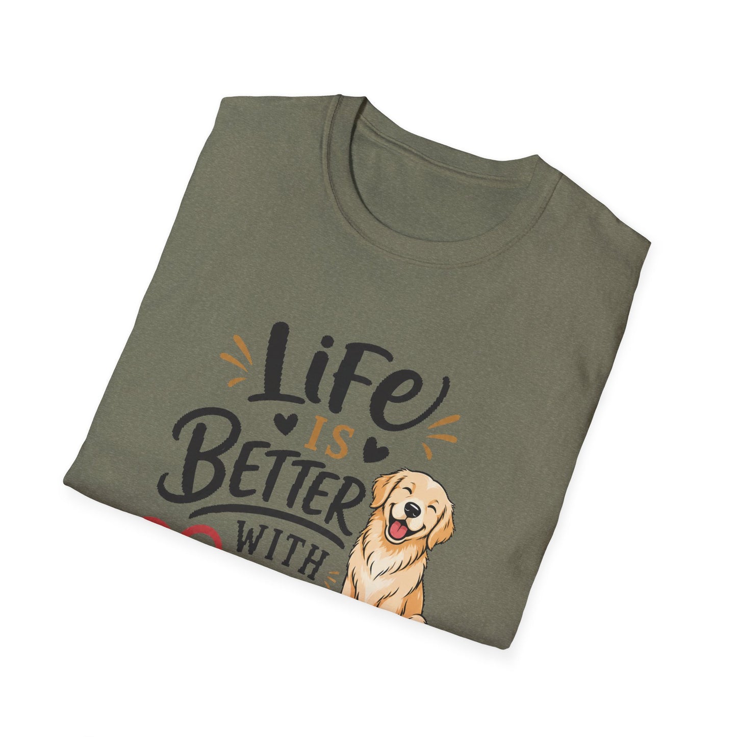 Life Is Better With A Dog T-Shirt – Golden Retriever Dog Lover Tee
