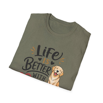 Life Is Better With A Dog T-Shirt – Golden Retriever Dog Lover Tee