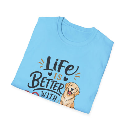 Life Is Better With A Dog T-Shirt – Golden Retriever Dog Lover Tee