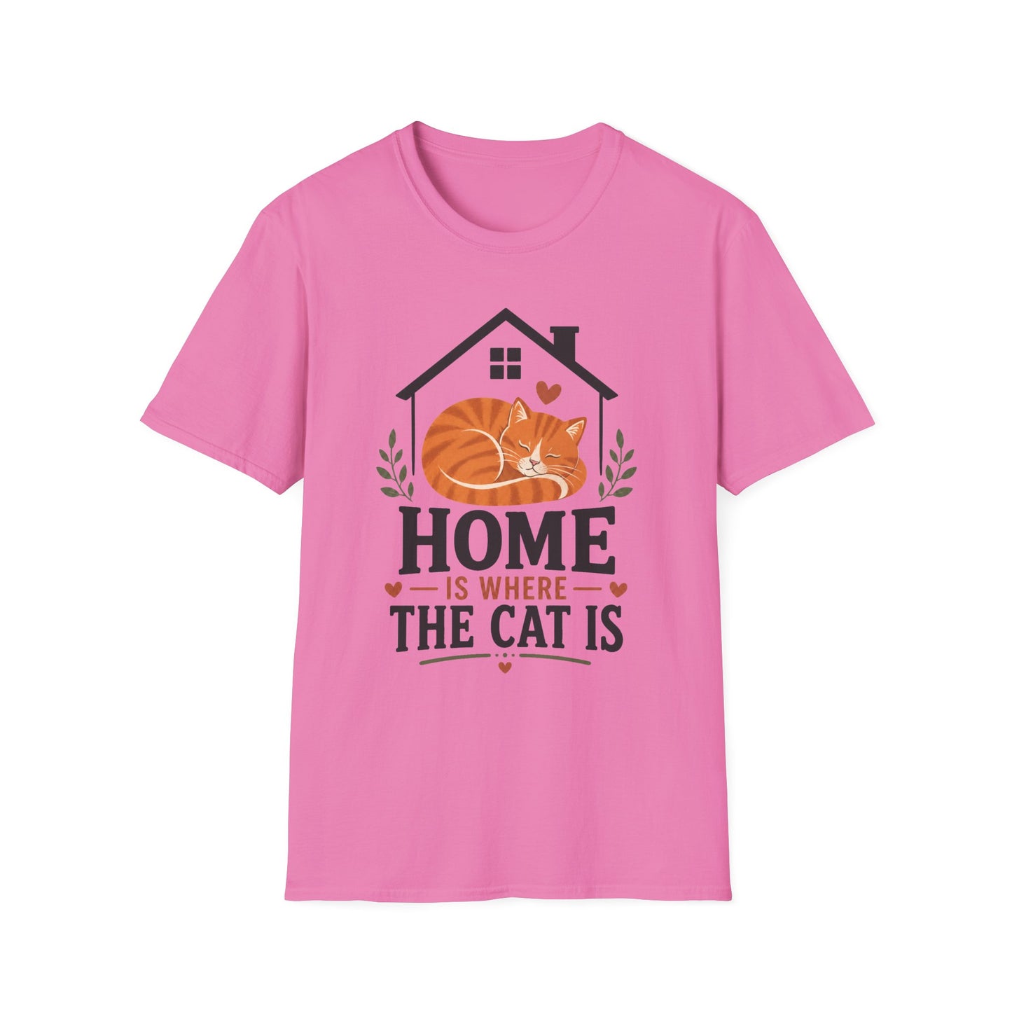 Home Is Where The Cat Is T-Shirt — Cute Orange Cat Pet Lover Tee