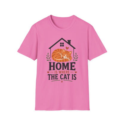 Home Is Where The Cat Is T-Shirt — Cute Orange Cat Pet Lover Tee