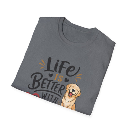 Life Is Better With A Dog T-Shirt – Golden Retriever Dog Lover Tee