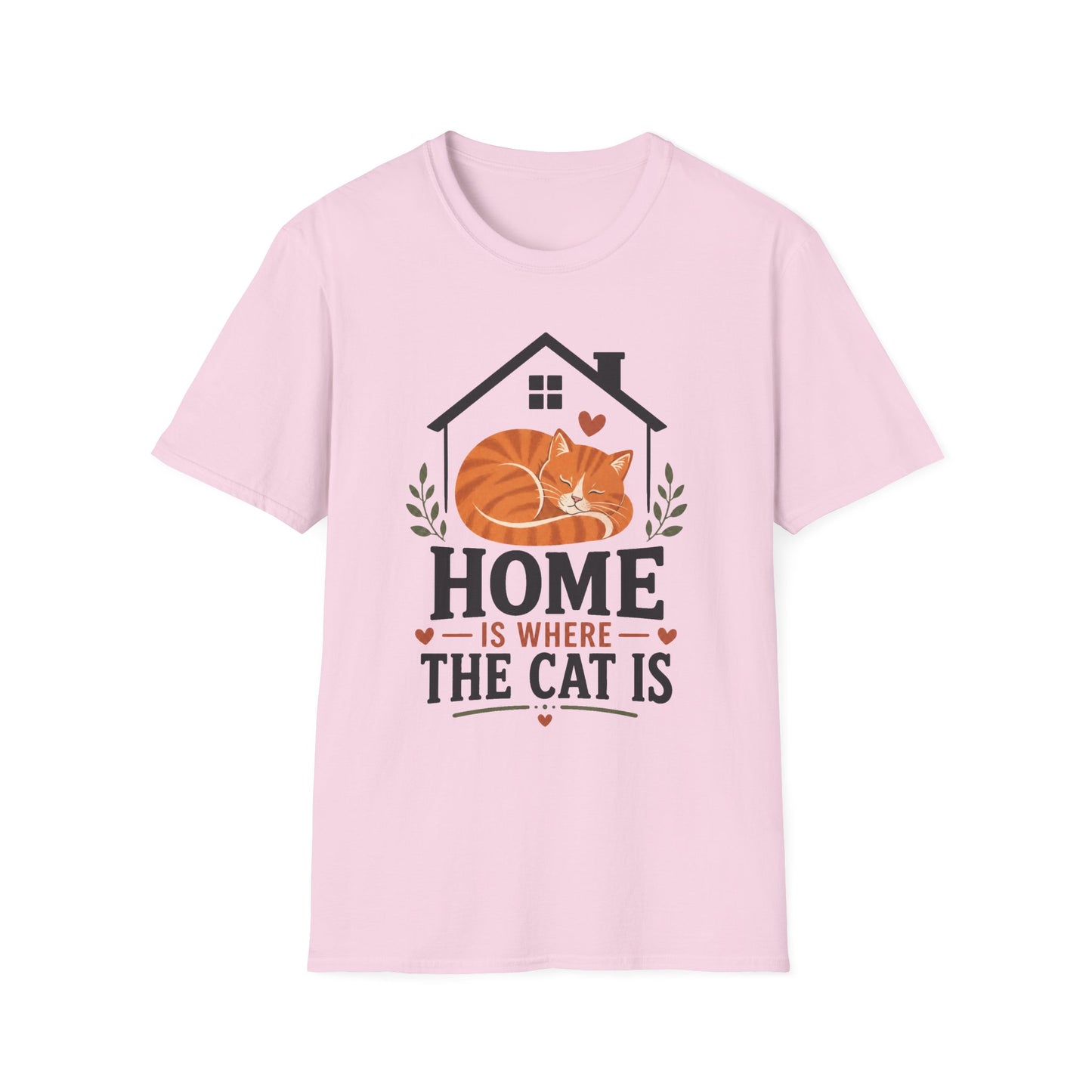 Home Is Where The Cat Is T-Shirt — Cute Orange Cat Pet Lover Tee
