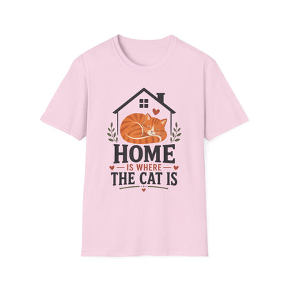 Home Is Where The Cat Is T-Shirt — Cute Orange Cat Pet Lover Tee