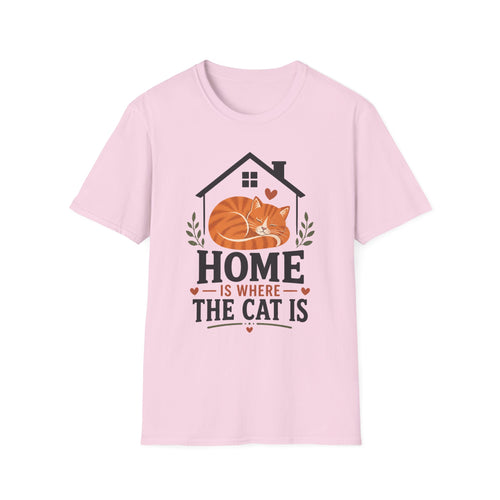 Home Is Where The Cat Is T-Shirt — Cute Orange Cat Pet Lover Tee