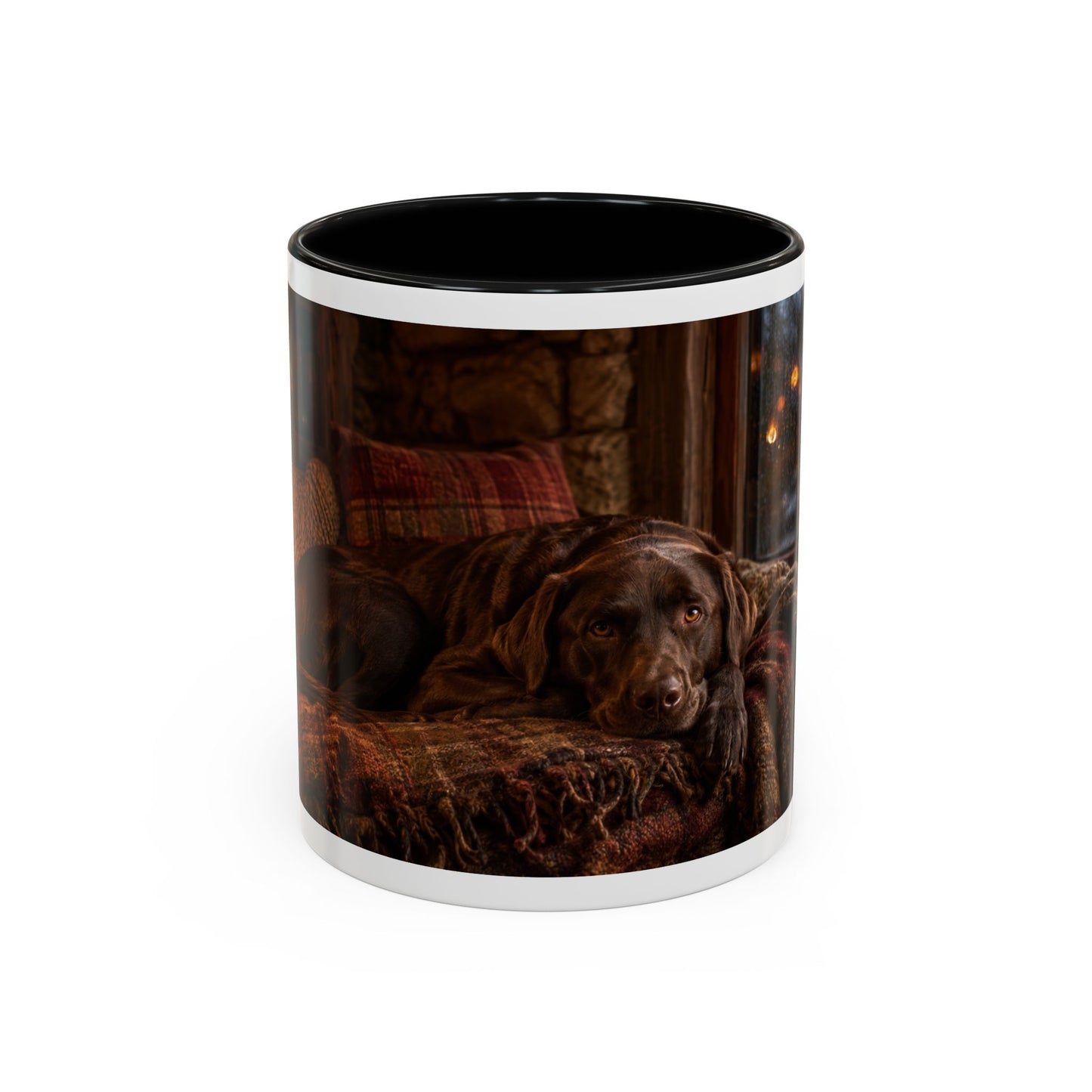 Cozy Winter Cabin Chocolate Lab Coffee Mug (11oz)