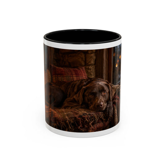 Cozy Winter Cabin Chocolate Lab Coffee Mug (11oz)