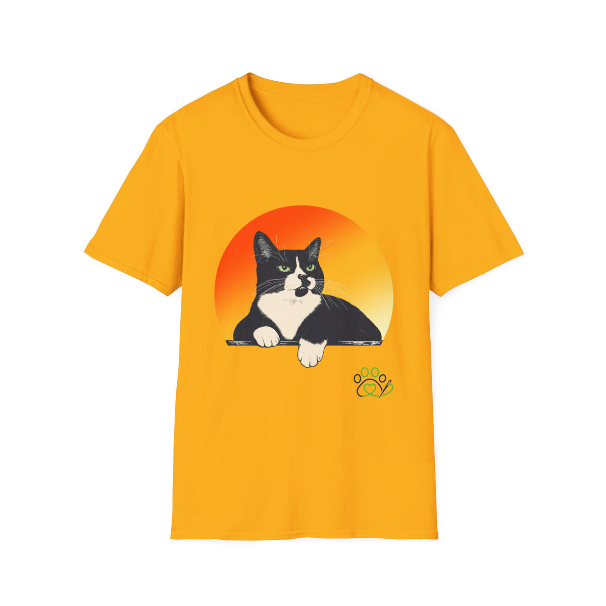 Charlie Tuxedo Cat Sunset T-Shirt