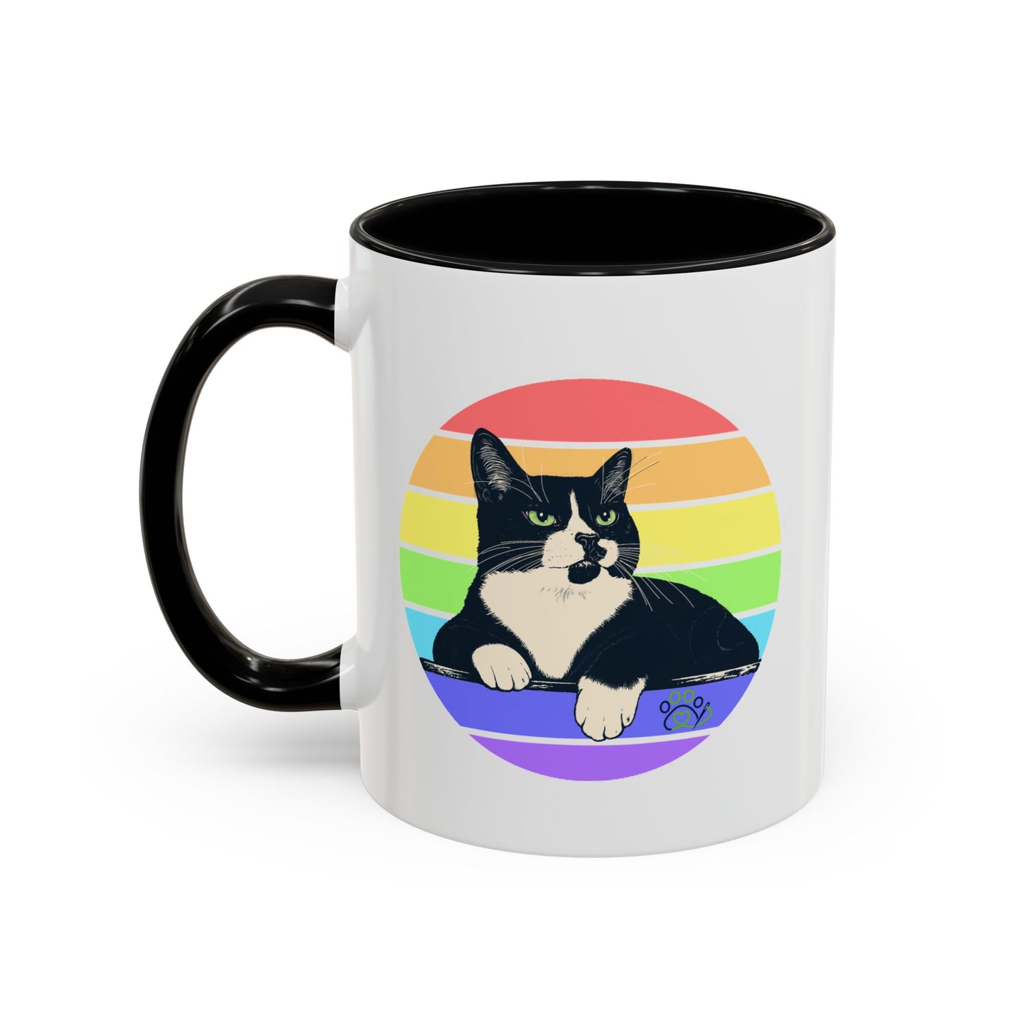 Charlie Tuxedo Cat Rainbow Coffee Mug