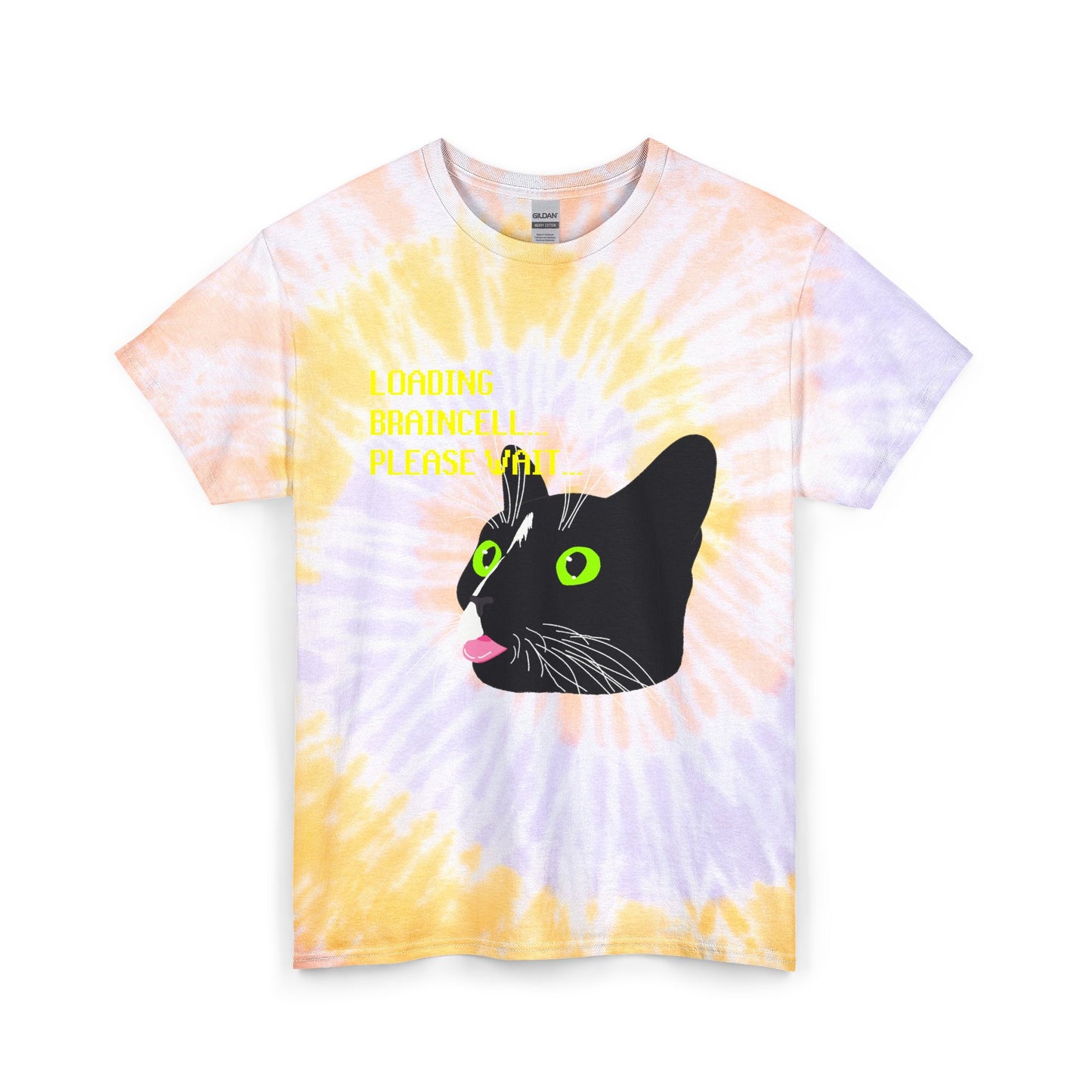 Loading Braincell Please Wait Cat Tie-Dye Tee