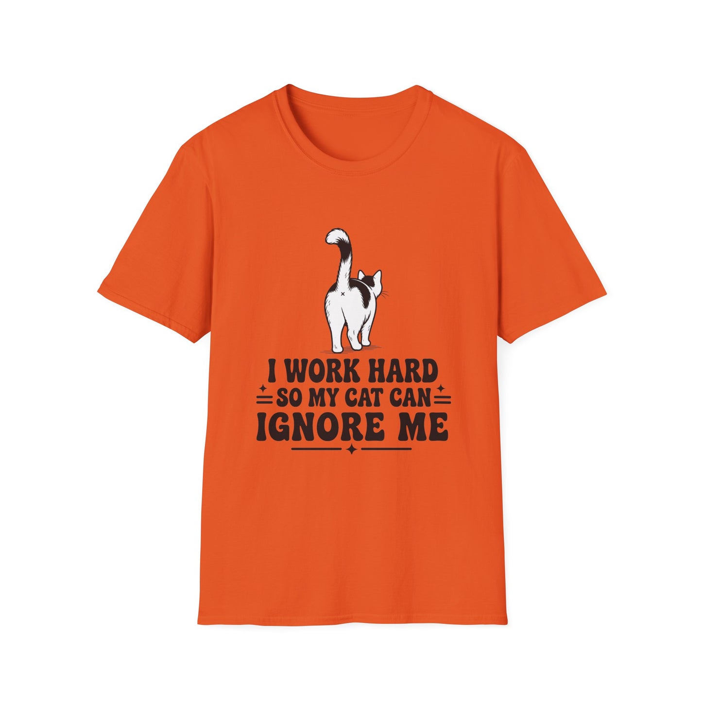 Cow Cat T-Shirt — I Work Hard So My Cat Can Ignore Me