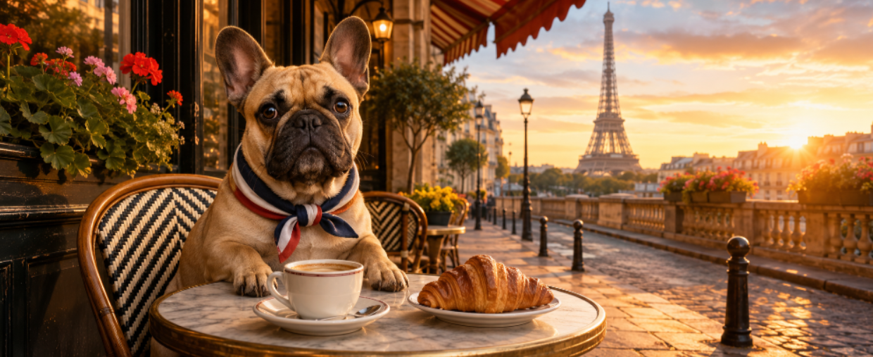 French Bulldog Paris Café Coffee Mug (11oz)
