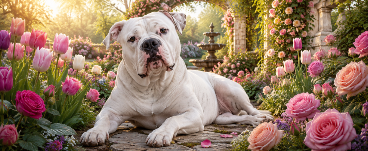 American Bulldog in Rose Garden Coffee Mug (11oz)