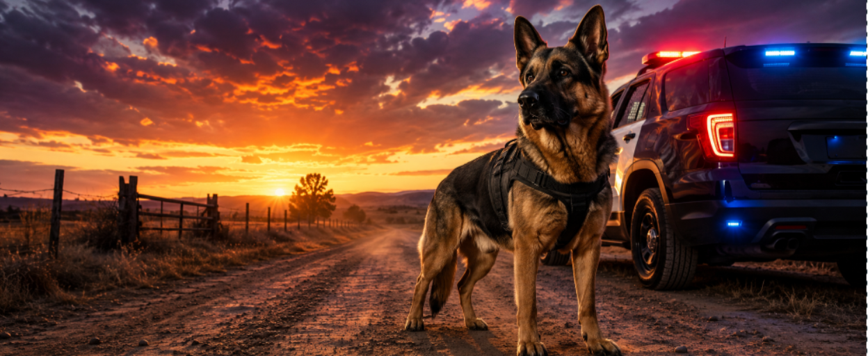 Police K9 Coffee Mug - German Shepherd with Patrol SUV at Sunset (11/15oz)